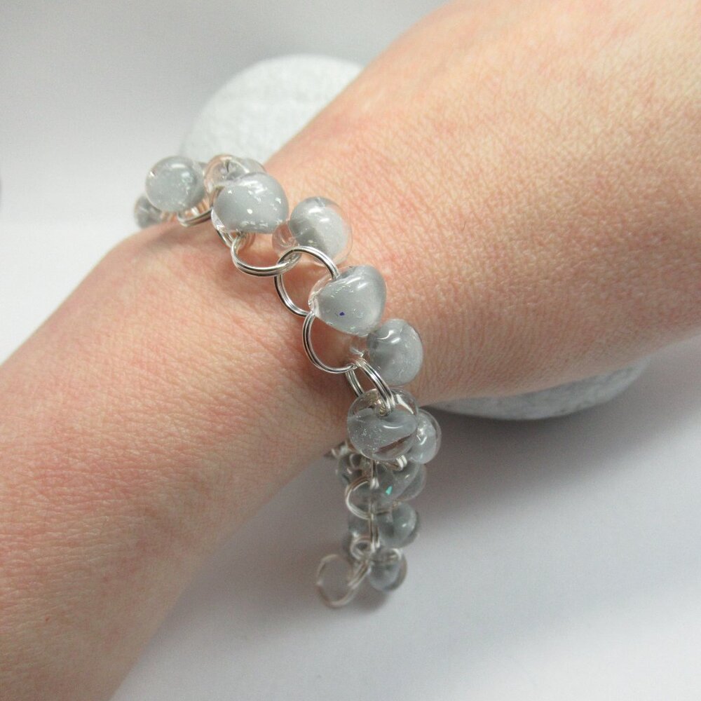 Boro glass linked bead bracelet